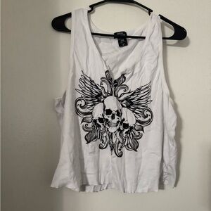 White Skull Graphic Tank Top